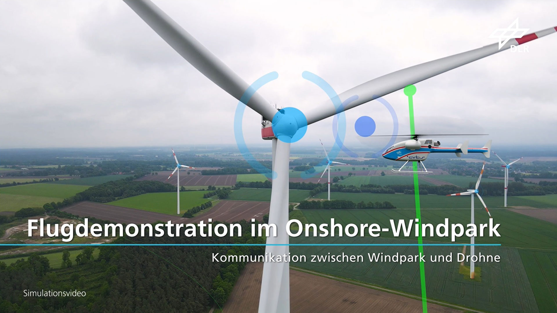 Preview image: Video unmanned DLR small helicopter superARTIS approaches a wind turbine