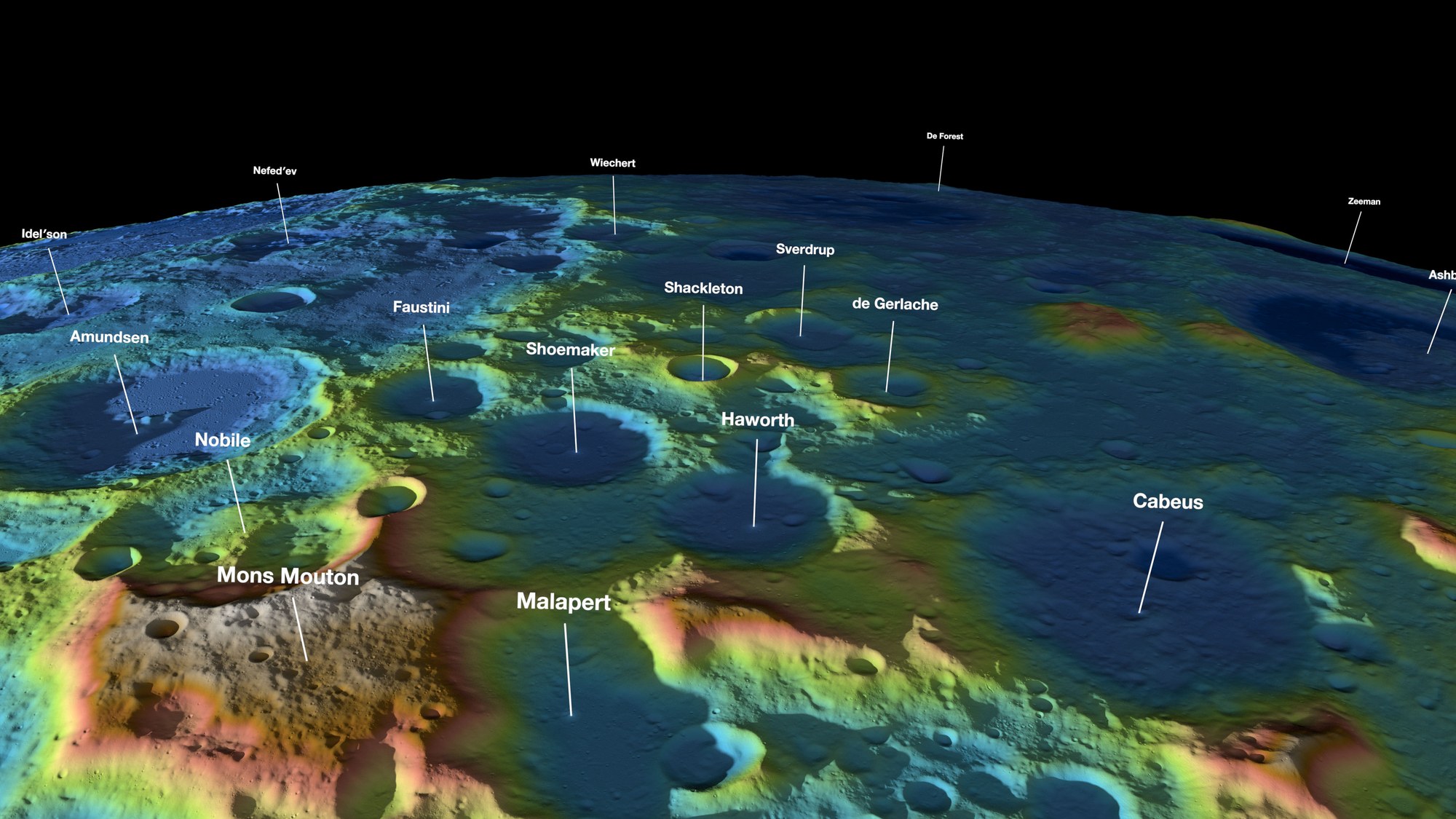 Preview image: Topography in the vicinity of the lunar south pole