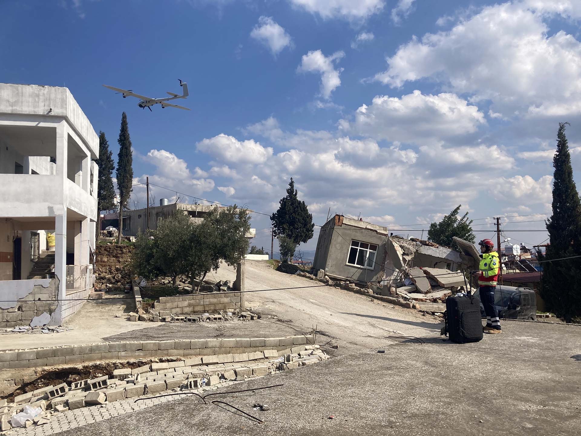 MACS-nano flies over Kirikhan for a live image of the earthquake zone