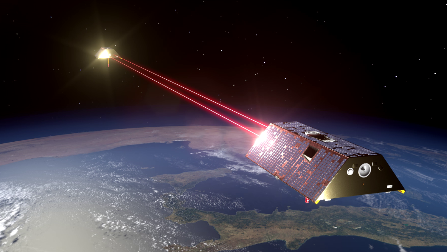 Laser interferometers enable unprecedented accuracy in satellite-based distance measurements