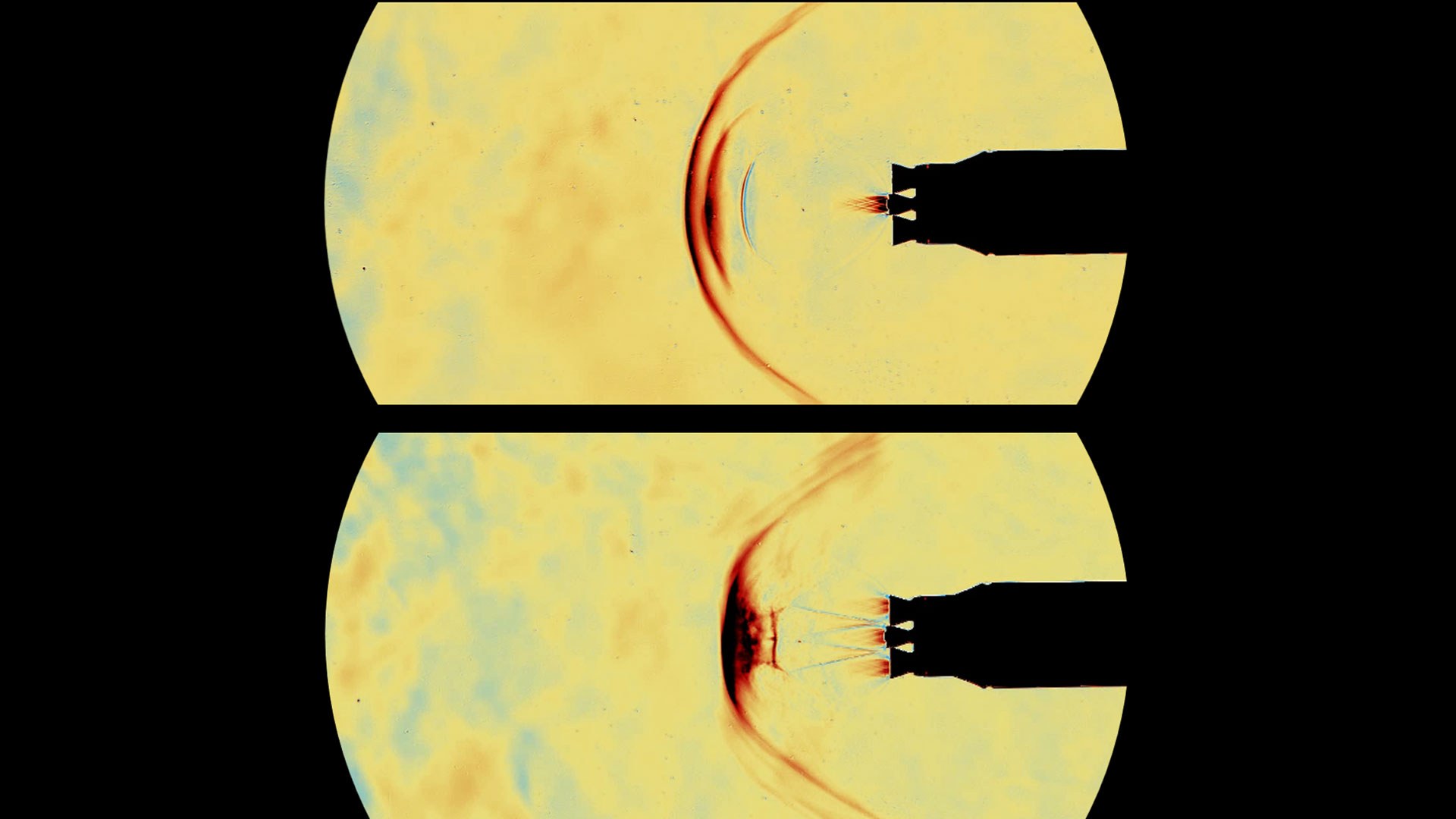 Model reusable rocket stage travels seven times the speed of sound in hypersonic wind tunnel