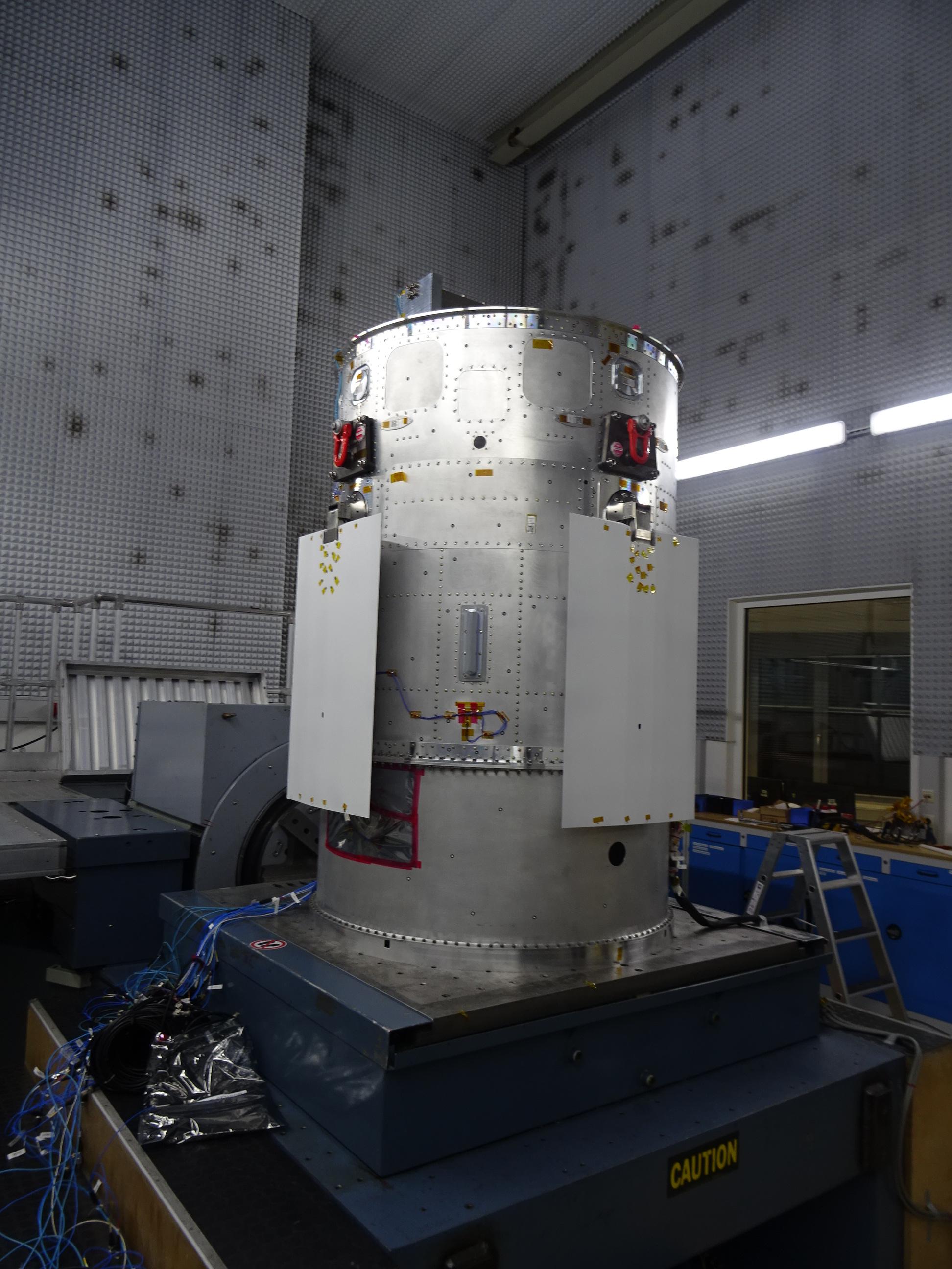 CALLISTO avionics bay and aerodynamic flight control system on the shaker