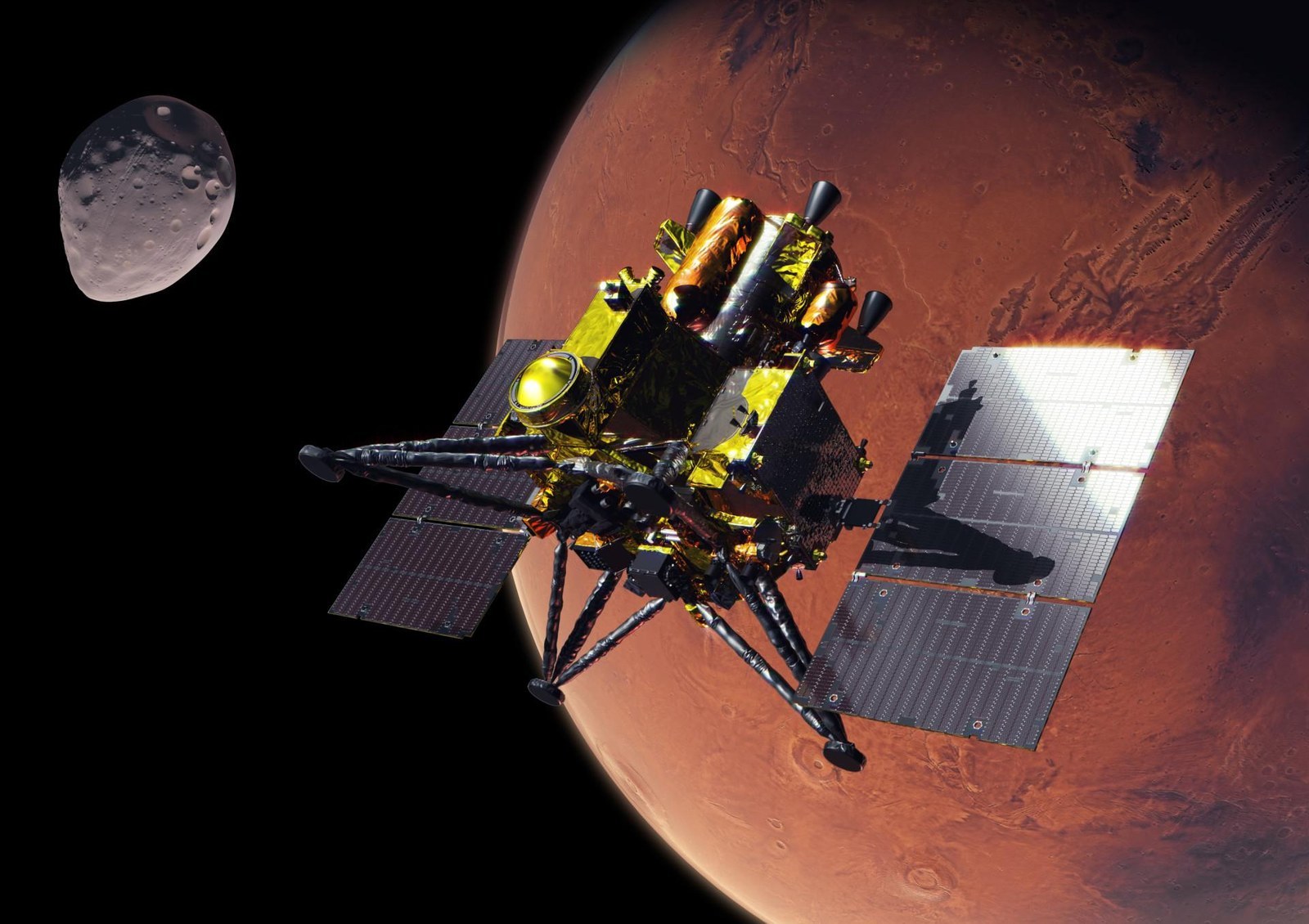 Artist's impression of the MMX probe in Mars orbit