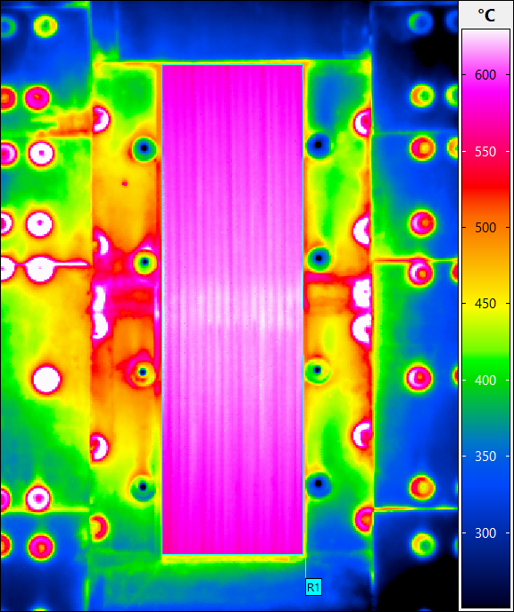 Infrared image of the solar irradiated receiver