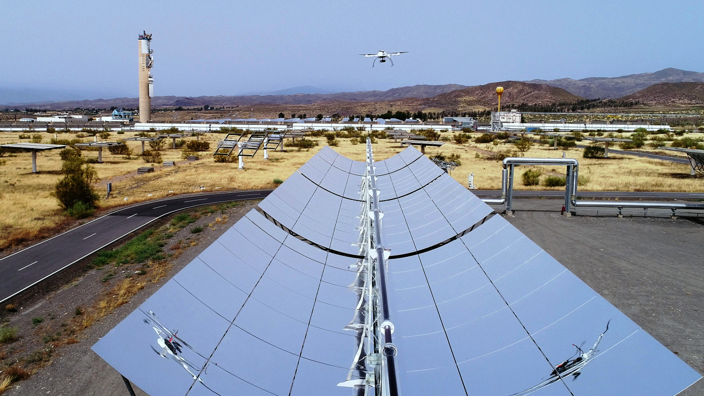 Drone scanning a parabolic trough collector