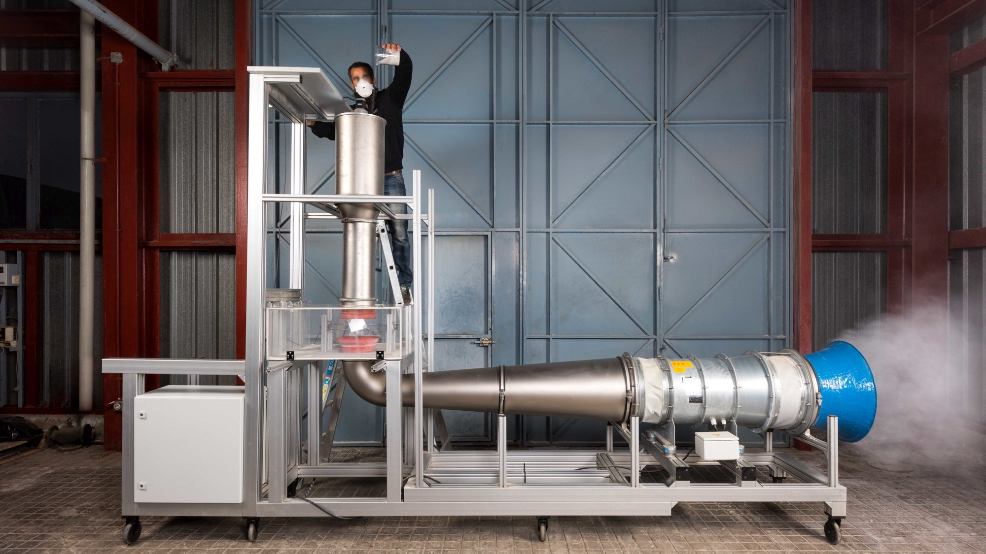 Material testing in accelerated sand erosion chamber at the Plataforma Solar de Almería (PSA)