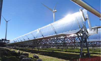 Parabolic trough collector at Avery Dennison