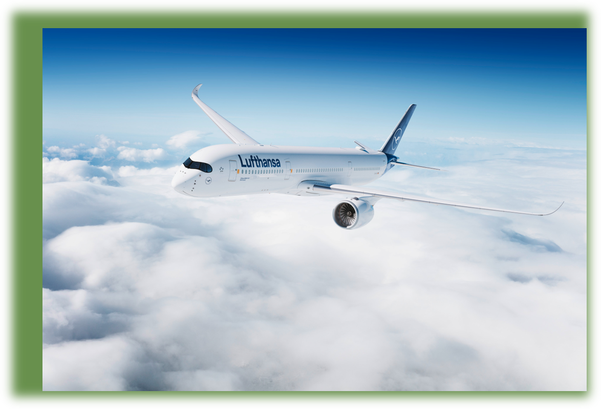 Lufthansa Plane flying above the clouds