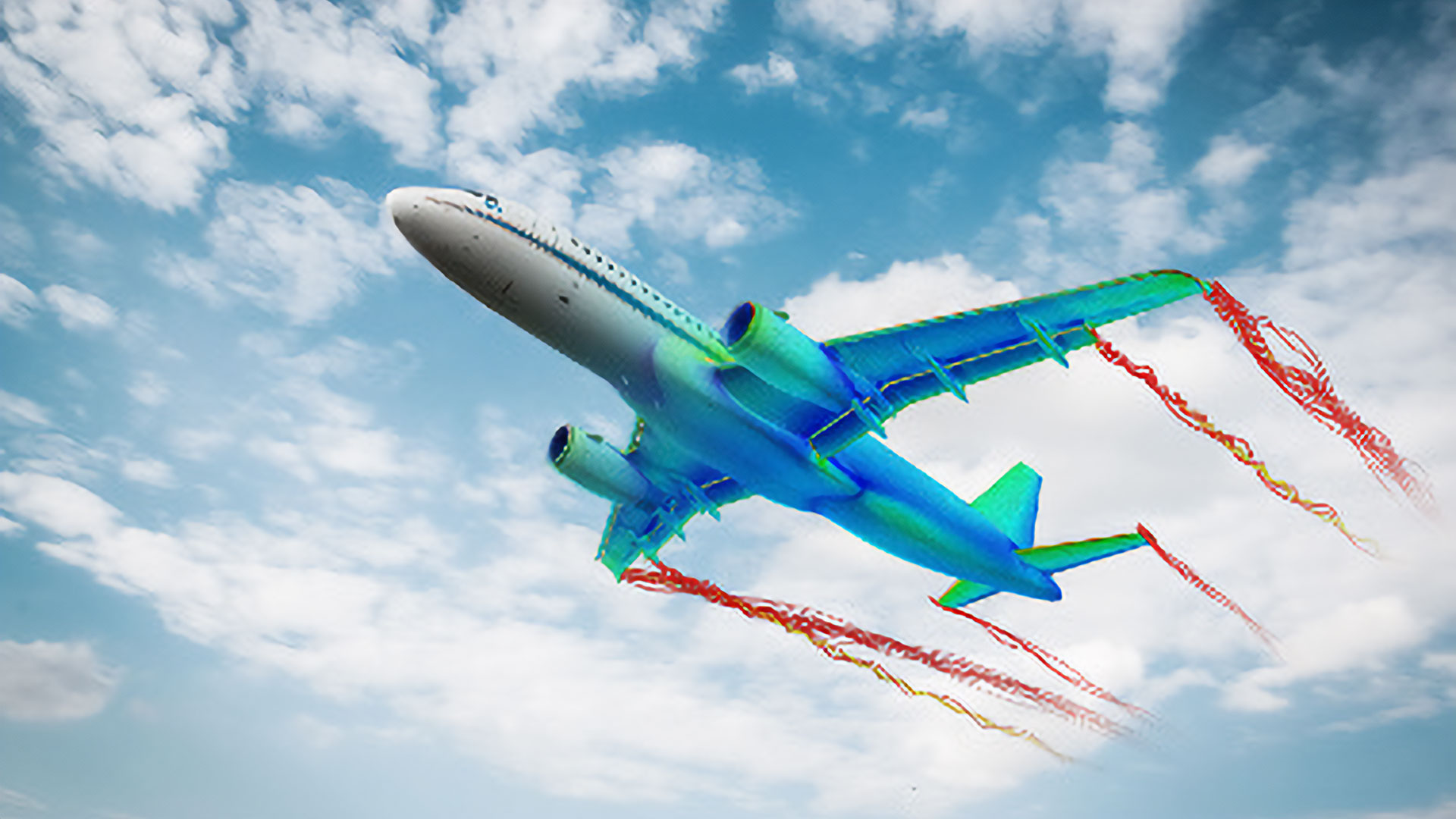 Aircraft with symbolised vortex flow