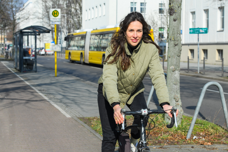Scientist Dr Laura Gebhardt on her bike.