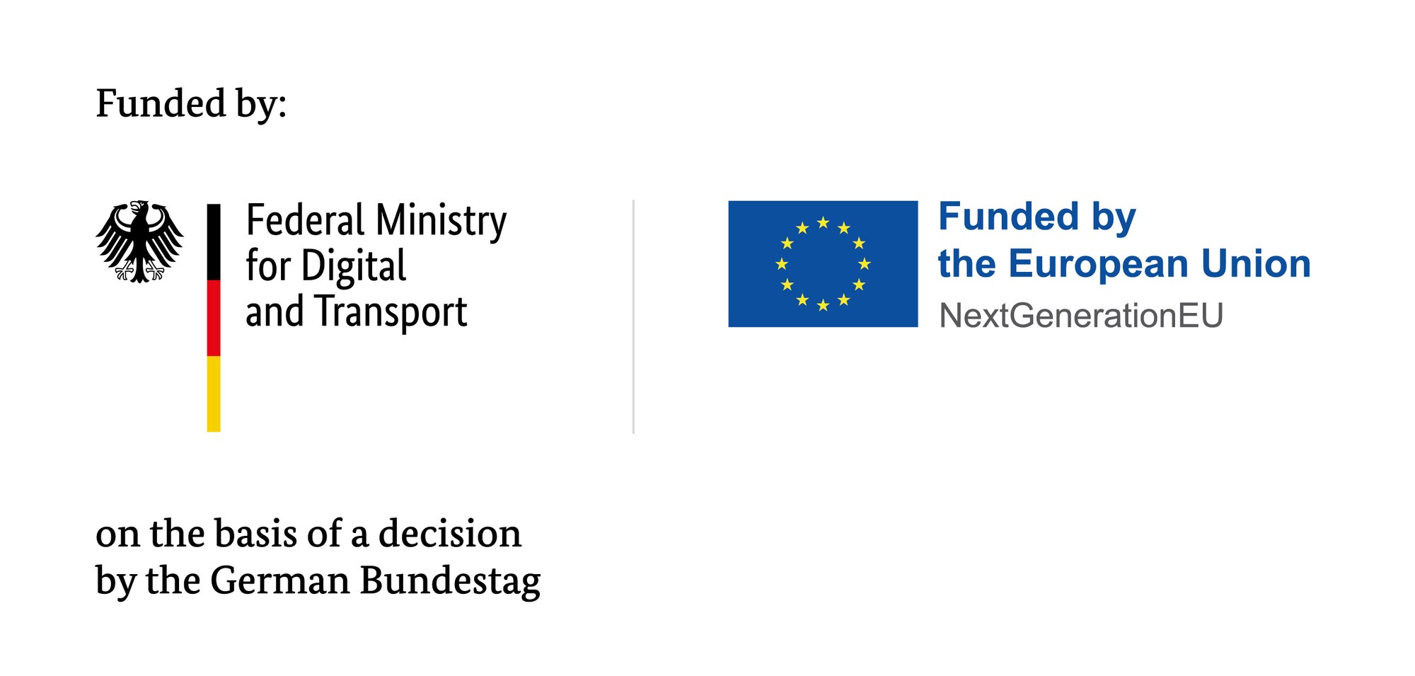 Two logos - "Funded by the Federal Ministry for Digital and Transport" and "Funded by the European Union - NextGenerationEU"