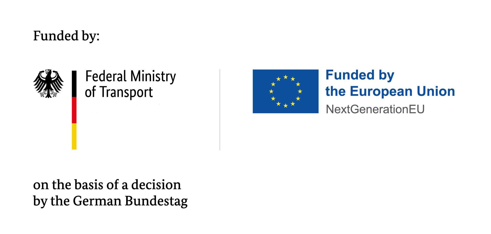 Two logos - "Funded by the Federal Ministry of Transport" and "Funded by the European Union - NextGenerationEU"