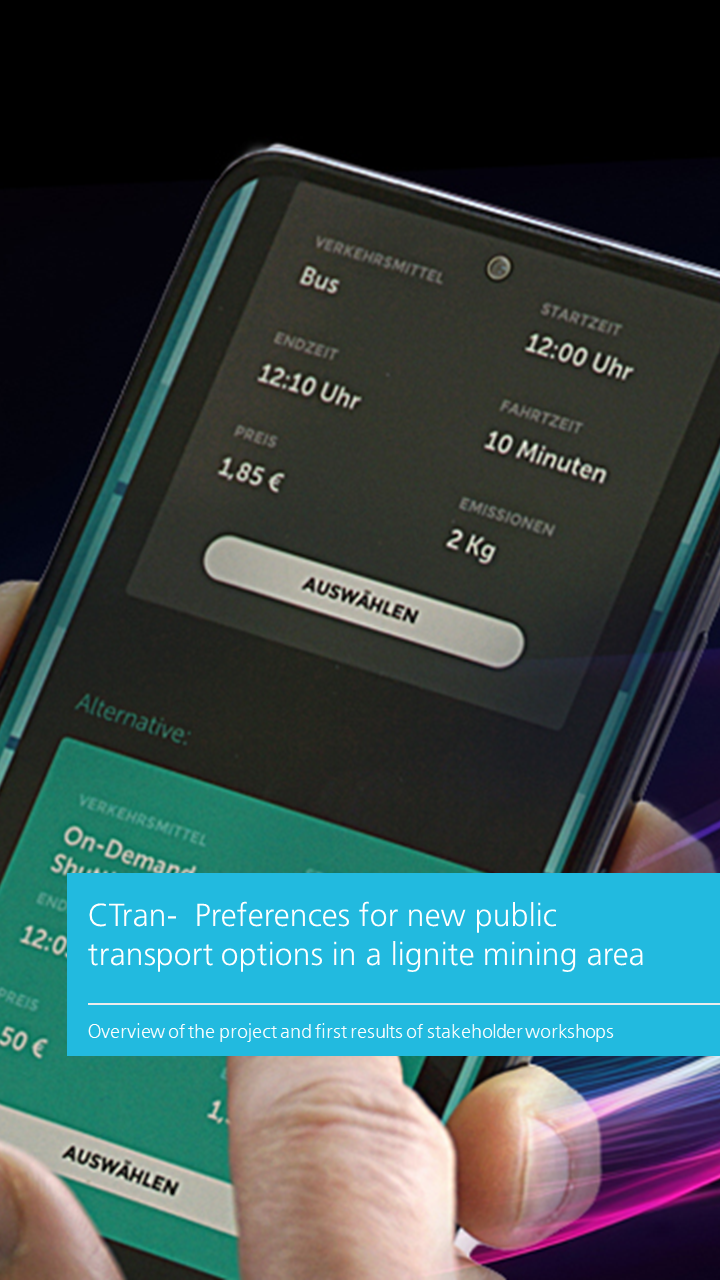 Picture of a smartphone with a screen to choose different options for public transport