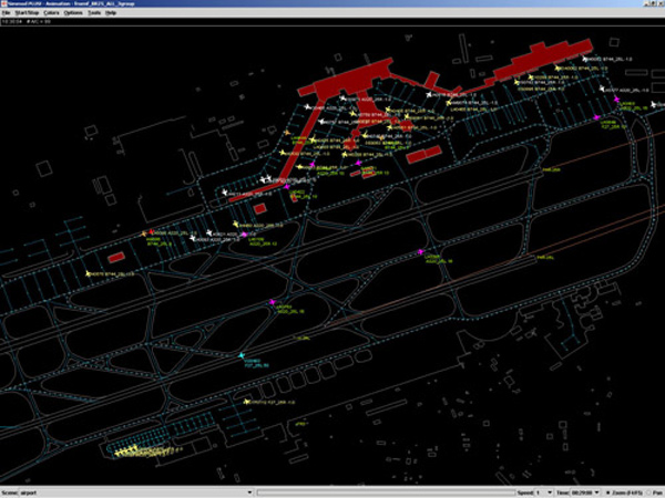 Mit speziellen Computerprogrammen lässt sich jedes Detail des virtuellen Flughafens darstellen. Bild: AT-One, DLR
