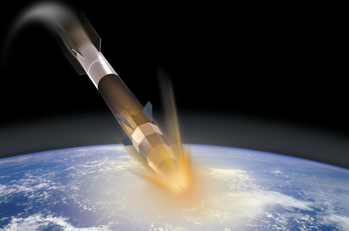 In dieser künstlerischen Darstellung wird gezeigt, wie heiß es zugeht, wenn Kapseln oder Raumfahrzeuge in die Luftschichten der Erde „eintauchen“. 
Bild: DLR