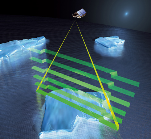 Der Satellit CryoSat-2 kann sogar die Dicke der Eismassen in den Polargebieten messen. 
Bild: ESA