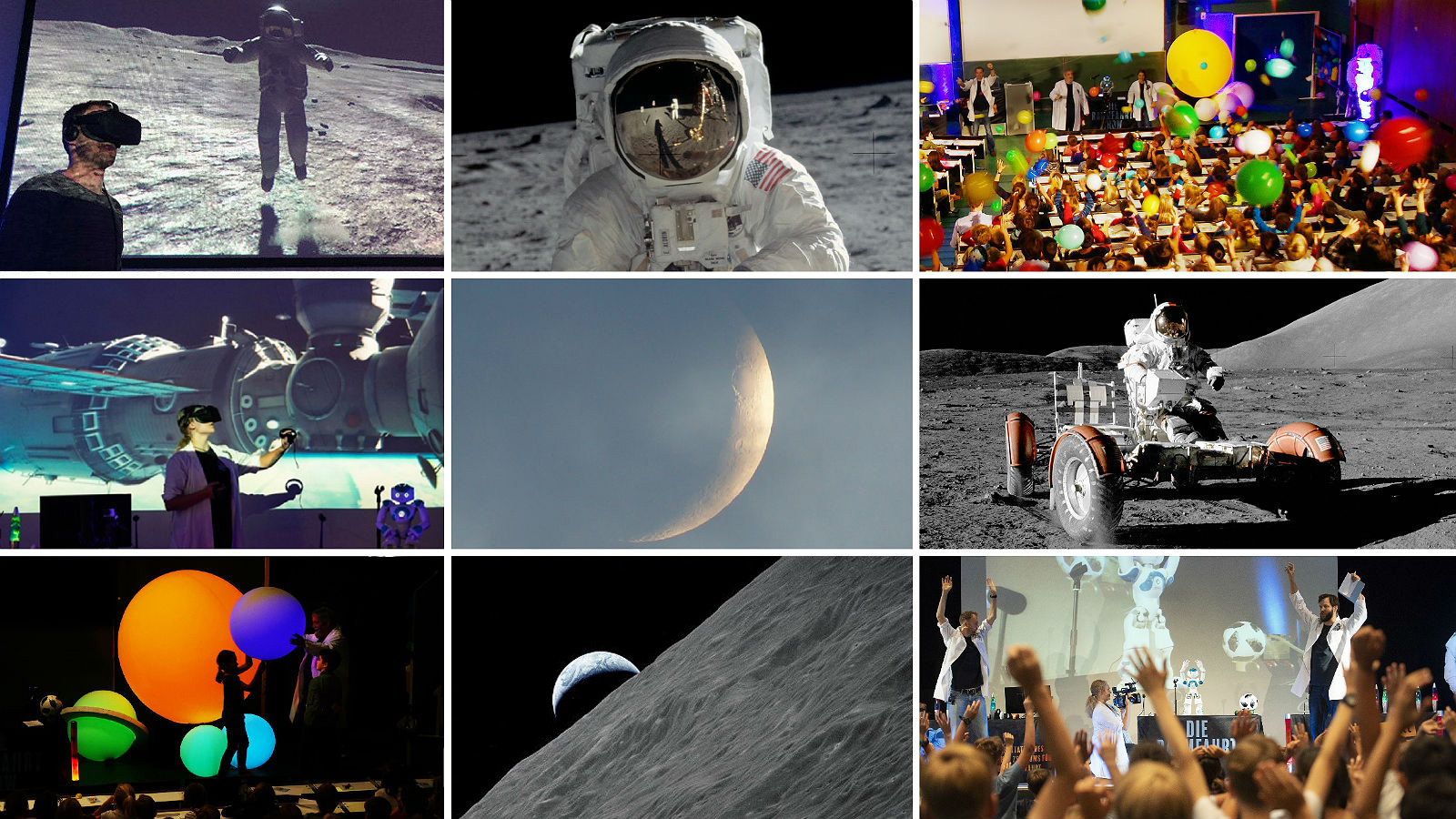 Die DLR_Raumfahrt_Show nimmt die Zuschauer mit auf eine spannende Reise zum Mond. Bilder: NASA, DLR