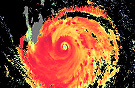Falschfarbenbild eines Hurrikans. Bild: ESA 